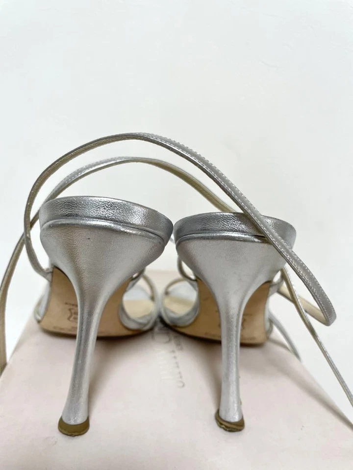 Jimmy Choo Pumps Mules Heel Silver lace-up EU35 US5 Japan F/S USED - image 2 of 4