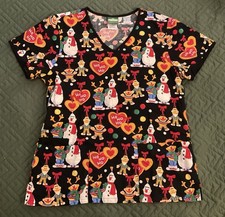 Scrubs Top Sesame Street Christmas Women  s Size Medium