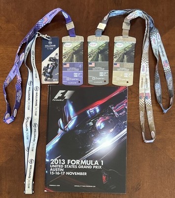 Formula 1 Grand Prix Paddock Club & Williams Passes, Program, Austin Texas 2013