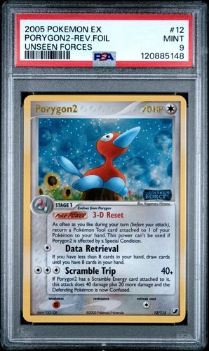2005 POKEMON EX UNSEEN FORCES #12 PORYGON2-REVERSE FOIL PSA 9