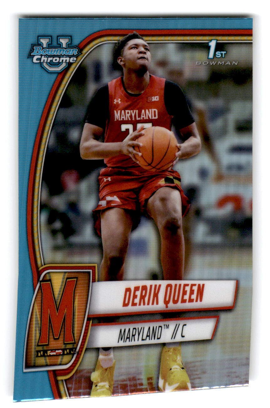 2024-25 Bowman University Chrome #19 Derik Queen Sky Blue Refractor