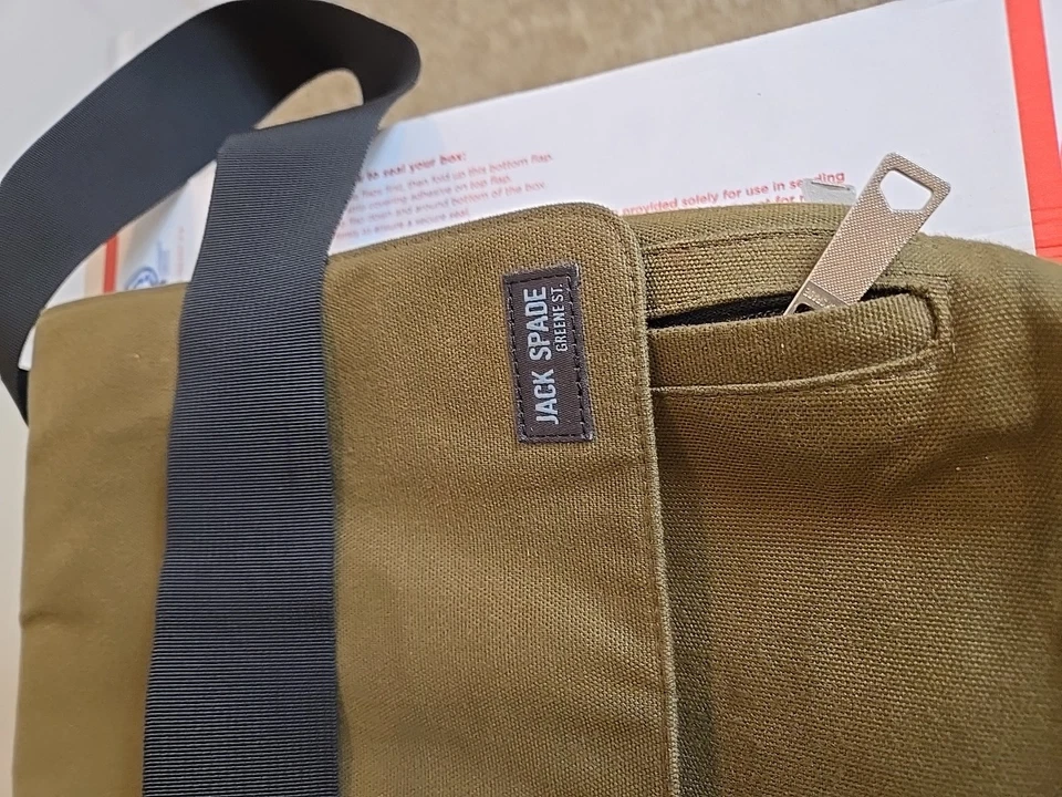 Jack Spade Greene St Messenger Bag Brown Canvas Travel Laptop Crossbody - Image 4 of 4