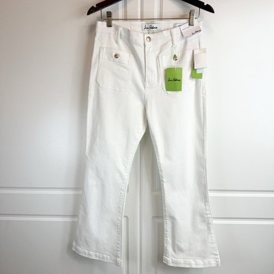 Sam Edelman White Kick Flare Jeans With Front Patch Pockets Size 29