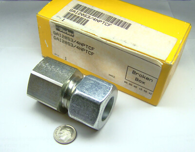 PARKER GA120S3/4NPTCF NEW ADAPTER 20 MM TUBE EO 24* BITE X 3/4 FEMALE NPTF STEEL