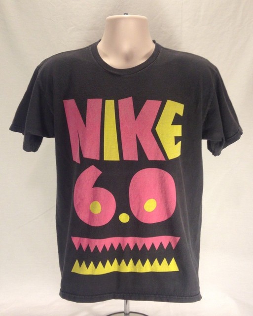 Nike 6.0 T Shirt Medium Face Pink Yellow Black 100% Cotton Faded | eBay