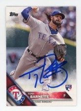 SIGNED BASEBALL CARD AUTO TOPPS 2016 TEXAS RANGERS TONY BARNETTE #US135 RC