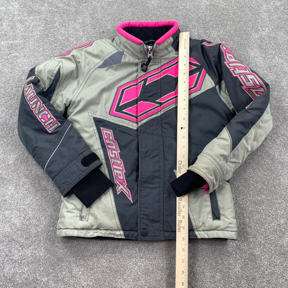 Chaqueta de moto de nieve Castle X con cremallera completa manga larga juvenil talla M gris rosa Foto 4 de 4
