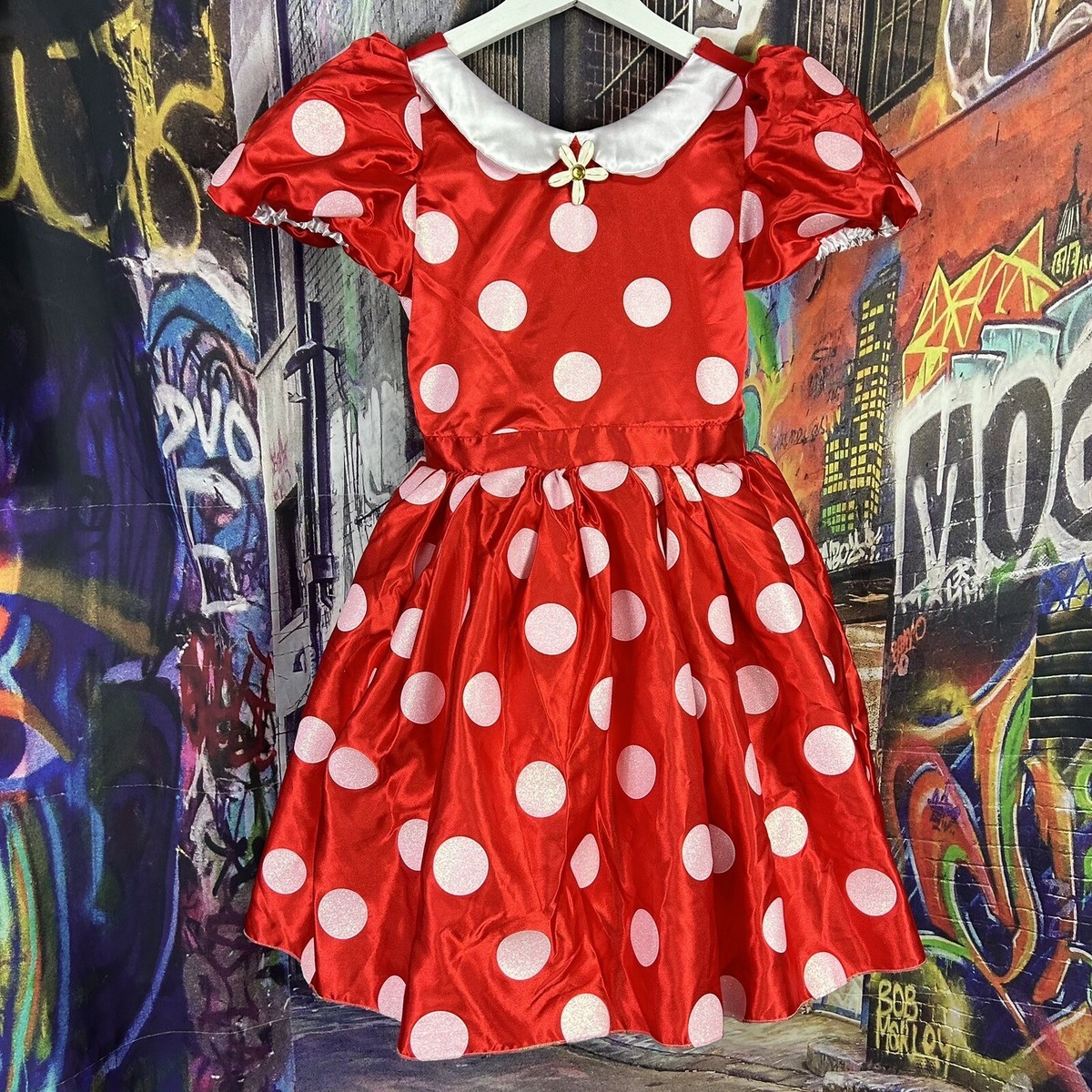 Disney Parks Minnie Mouse Red Polka Dot Costume Dress Girls Size