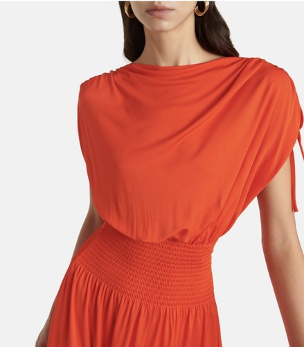 NWT Proenza Schouler - White Label Sz 4 draped crepe midi dress Fiery Red - Picture 10 of 13