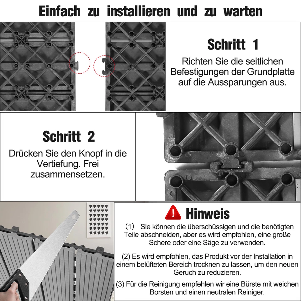WPC Terrassenfliesen Massiv Klickfliese floordirekt bodenplatte Holzfliesen - Bild 4 von 4