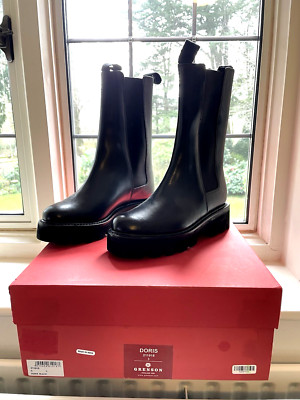 GRENSON WOMEN'S BLACK LEATHER DORIS CALF HIGH PULL ON CHELSEA - Main Image