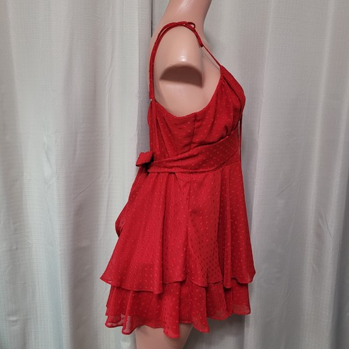 B. Darlin Clip Dot Double Hem A-Line Mini Dress Junior's Size 15 / 16 Cherry NWT - Picture 3 of 10