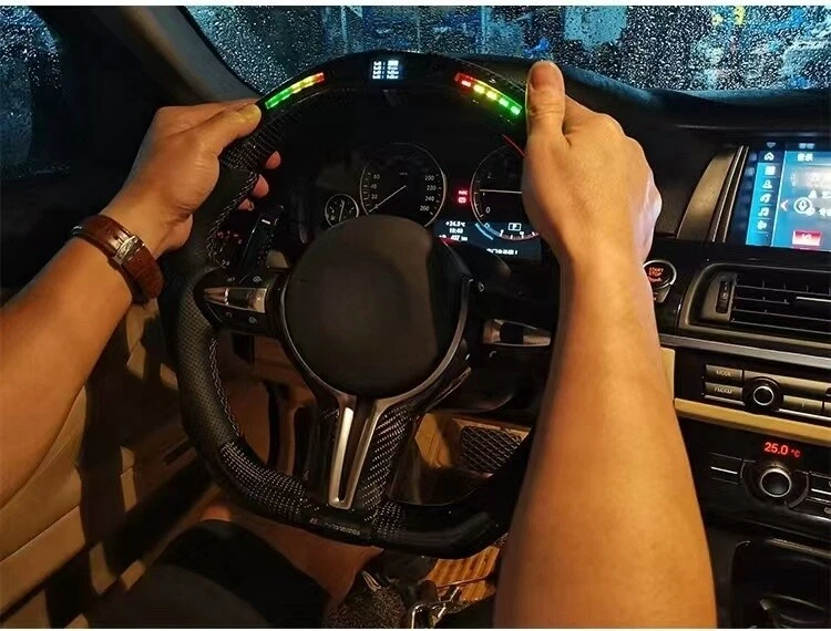 Real Carbon Fiber LED Steering Wheel For BMW M Sports M2 M3 M4 F80 F82 F25 F30 Foto 3 de 4