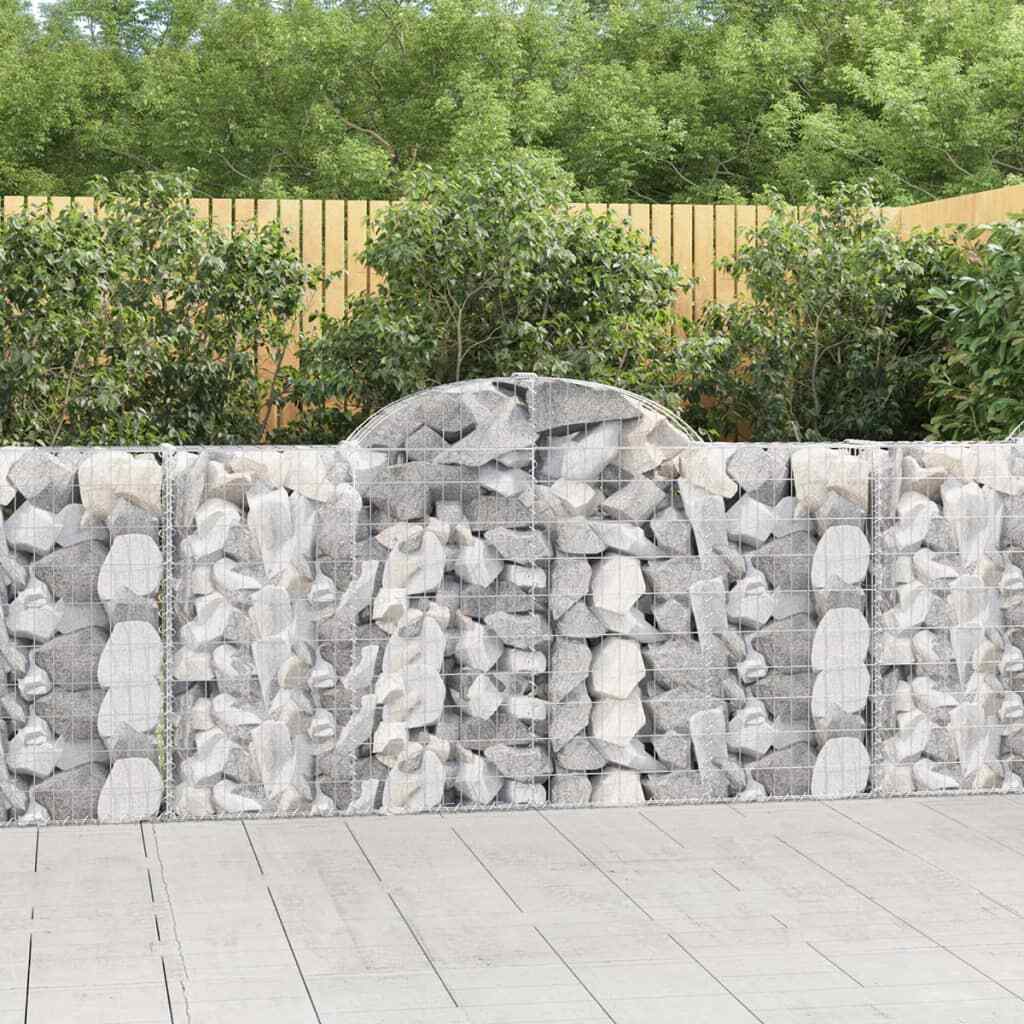 vidaXL Arched Gabion Basket 200x30x100/120 cm Galvanised Iron