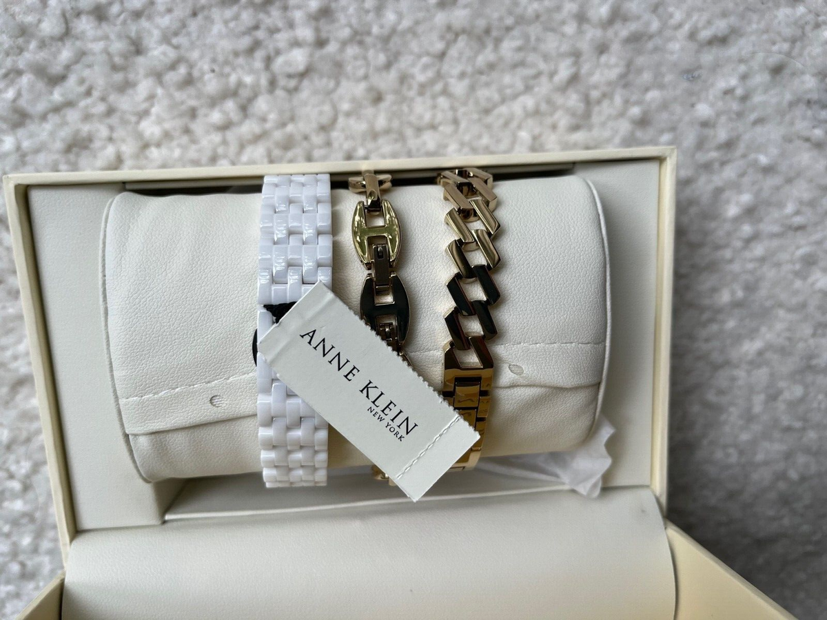 Anne Klein New York   12/7740WTST White Ceramic Watch w/ 2- Gold Tone Bracelets Anne Klein Ladies 12/7740WTST White Ceramic Watch w/ 2- Gold  main image 4
