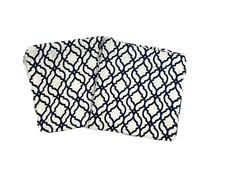 2 Linen Blend Curtains Grommet Panels Navy Blue Cream Trellis Long Drapes Pair