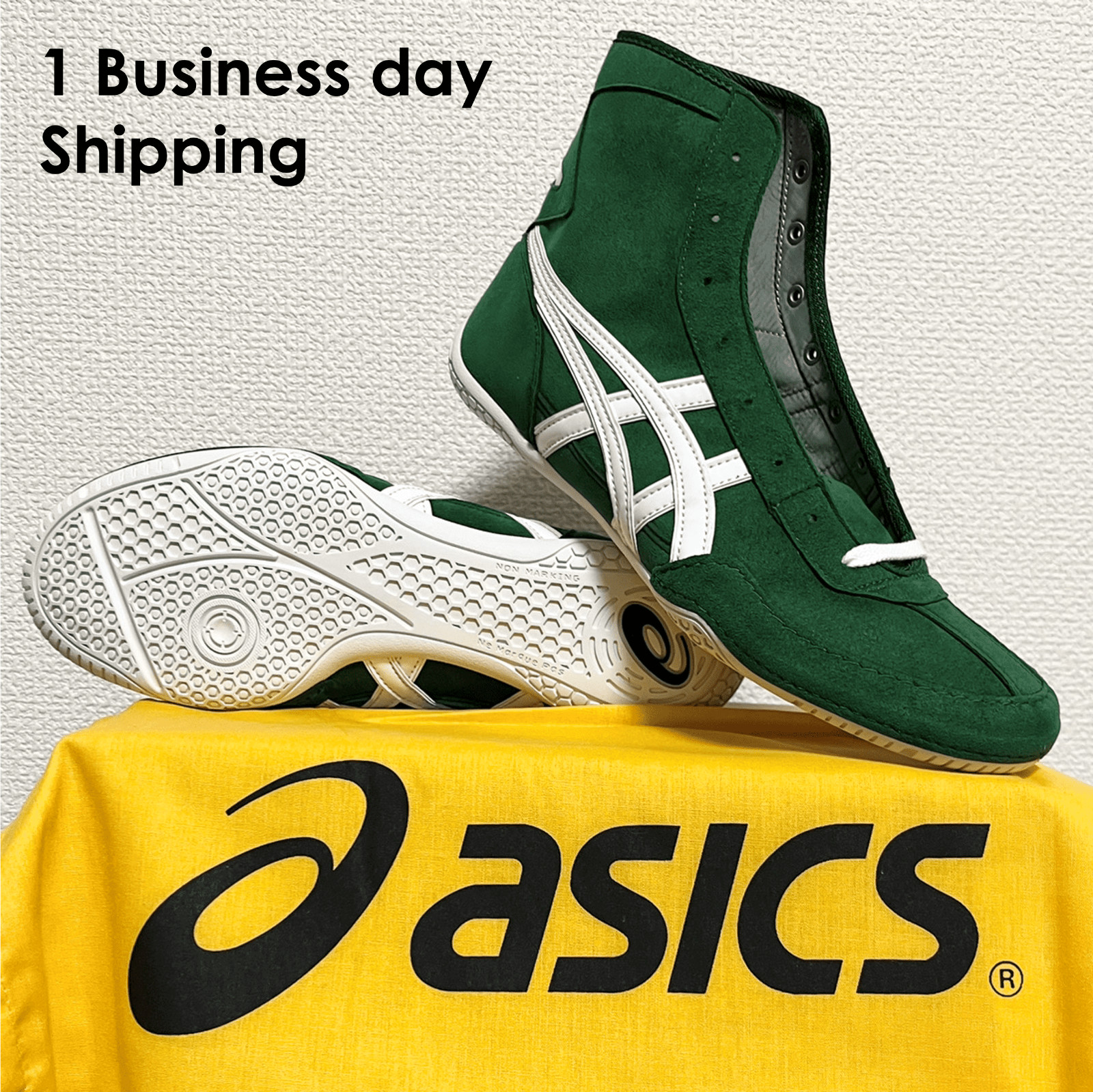 Zapatos de Boxeo de Lucha ASICS 1083A001 Nuevo Modelo EX-EO TWR900 Verde Blanco