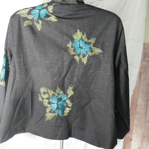 Silk Land Collection Vintage Black Floral Silk Button Down Jacket Size 2X - Bild 4 von 10