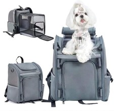 Expandable Pet Carrier, Airline-Approved Foldable and Detachable Backpack Grey 