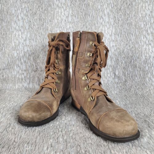 Sorel Major Carly Ankle Boot Side Zip Lace Up Women 9 M Nutmeg/Flax NL2157-260 - Afbeelding 1 van 10