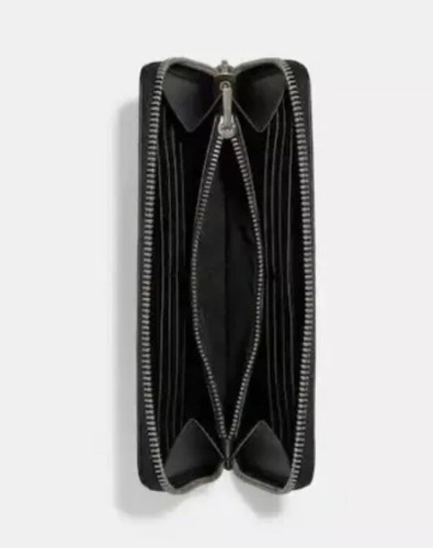 $250 F58113 Coach Embossed Signature Black Leather Long Accordion Zip Wallet NEW - Picture 5 of 5