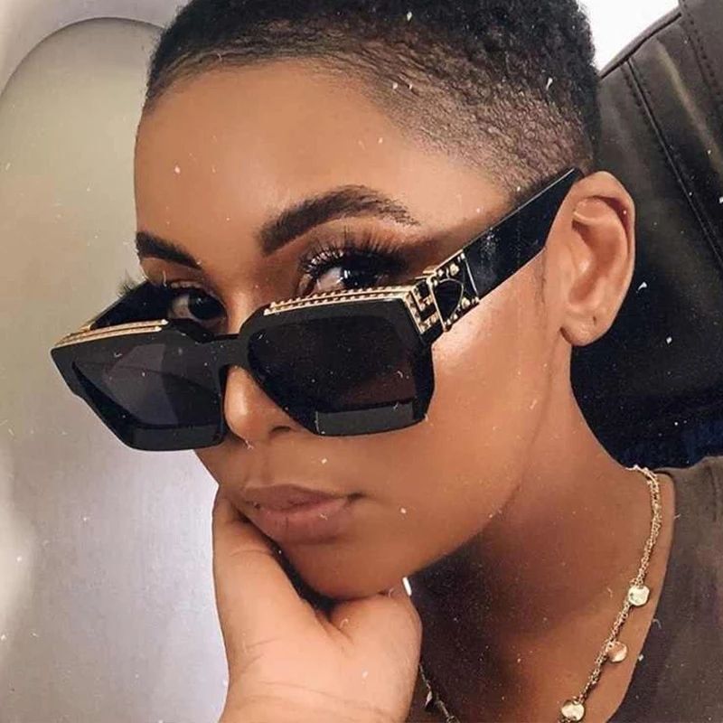 Resin Cat Eye Sunglasses-UV400 Retro Mirror Vintage Square Women Fashion Eyewear-image