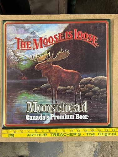 MOOSEHEAD Canadian Beer Advertising Sign Embossed TOC Tin Over Cardboard
