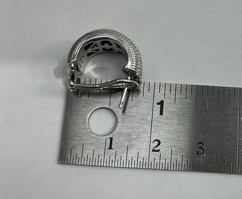 Judith Ripka Sterling Silver Rope Omega Back Pierced Hoop Earrings - Picture 8 of 8