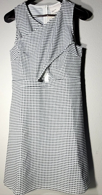 Vero Moda Womens L dress gingham plaid black white fit flare cut out middle  | eBay
