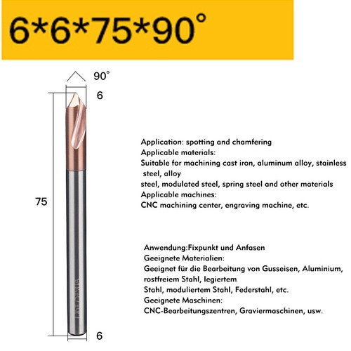 Carbide 60°/90°/120° Degree Chamfer&Spotting Drill 3mm-12mm Countersink Cutter - Picture 13 of 61