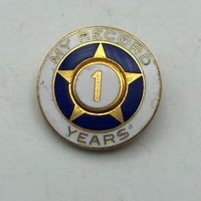 MY RECORD Lapel Pin Scouting 1 Year Member Service Award Hat Pin Enamel Vintage