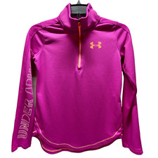 Under Armour 1/4 Zip Girl's Youth Large Pink Fitted Heat Gear UA Activewear