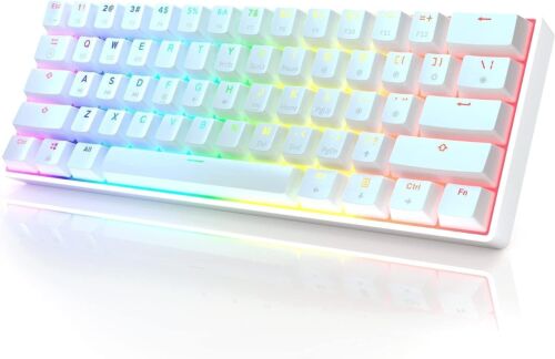 GK61 Tastiera da gioco meccanica 60% 61 RGB LED arcobaleno retroilluminata giallo swi - Foto 1 di 5