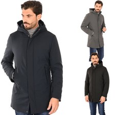 Parka Uomo Invernale Giubbotto Lungo Blu Nero Impermeabile Cappotto Giaccone