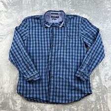 Nautica Shirt Mens XL Blue Green Plaid Classic Fit Long Sleeve Button Up
