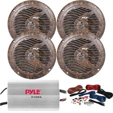 4 x Pyle PLMR60DK 6.5" Stereo Speakers, 4-Channel 400W Amplifier w/ Wiring Kit