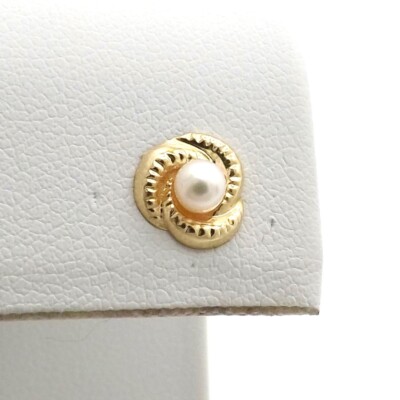 14k Gold Freshwater Pearl Trefoil Stud Single Earring One Second Hole