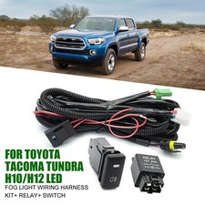 For Toyota Tacoma Tundra H10/H12 LED Fog Light Wiring Harness Kit+Relay + Switch