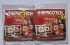 Two Charles Craft Hopscotch Aida Cross Stitch Fabric 14 Ct Red  Cream 15"