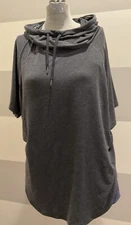 Gap Fit Breathe cowl neck hooded active top womans Charcoal Grey Xs/s