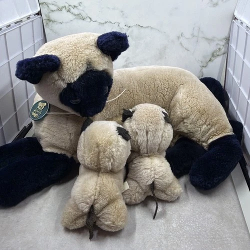 DAKIN 1982 Nature Babies Mama + 2 Nursing Kittens Siamese Cats Mom Plush