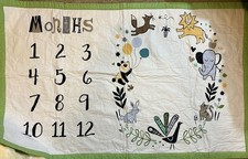 Baby Monthly Milestone Quilt Blanket Animal Print 35"x 56"