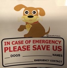 SAVE OUR PET EMERGENCY ALERT DECALS FOR DOGS. 4x4inches