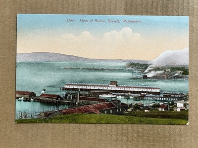 Postcard Everett WA Washington Harbor Boat Docks Vintage c1910