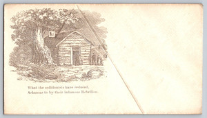 Civil War Patriotic Cover Arkansas Rebellion Cabin Scene Political Envelope