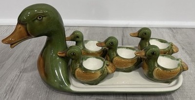Ceramic Ducks WHAT'S VINCENT CADEAUX  DUCK Egg Tray 13'' With 5 Ducks