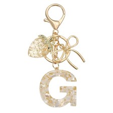 Initial Letter g Keychain Cute Resin Letter Bag Charm White