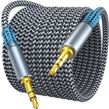 4Ft Nylon Braided 3.5mm Male to Male Aux Audio Cable for Hi-Fi Sound