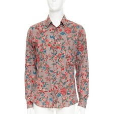 GUCCI 2013 Chintz red brown floral cotton button down shirt EU41 XL