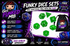 Get Funked M8 Polyhedral Resin RPG Dice Set w/ Dice Bag - 'Toxic Avengers'